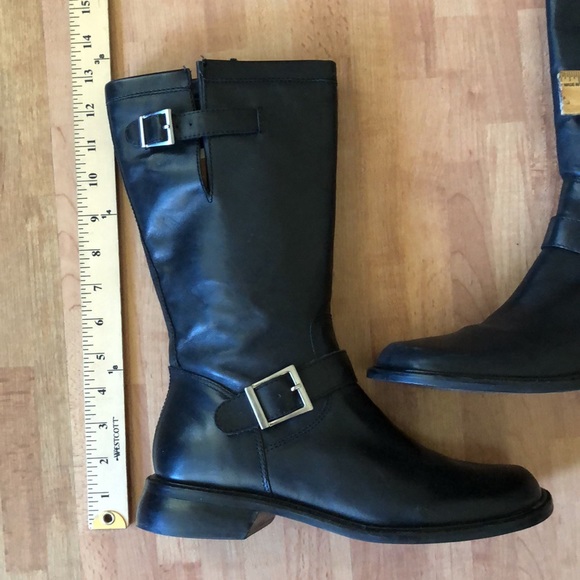 Matisse Riding Adjustable Silver Buckles Zip Side Leather Black Boots Size 8.5 - Picture 13 of 14